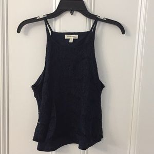 navy lace crop top